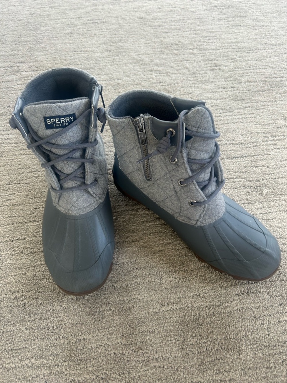 Sperry womens Gray Quilted Waterproof Duck Boots